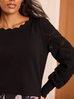 Love & Roses Petite Bobble Stitch Scallop Knit Jumper^Women Knitwear|Knitwear