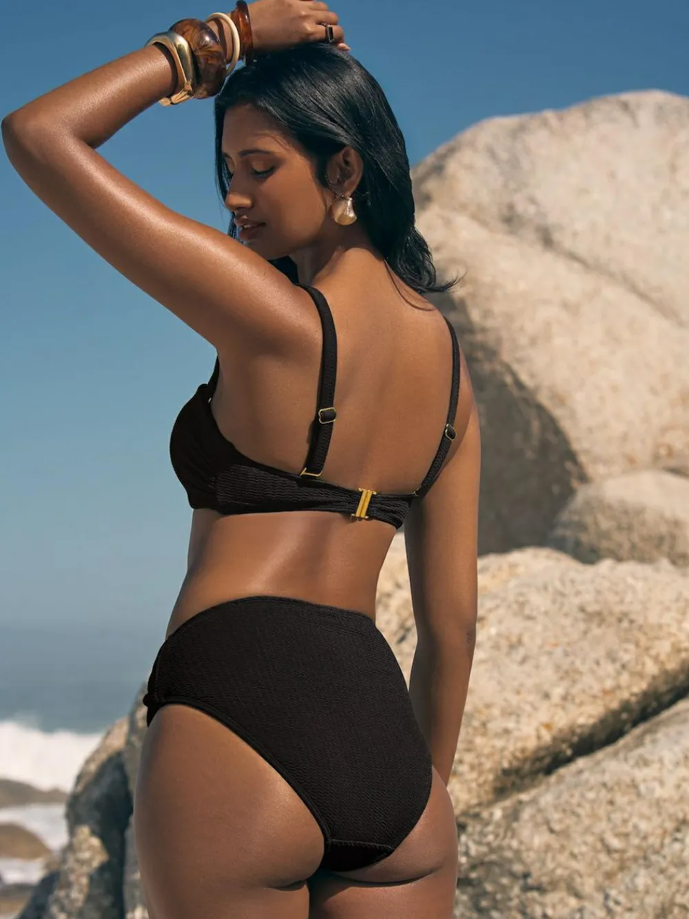 Discount Love & Roses Moulded Cup Bikini Top Black Starfish Trim