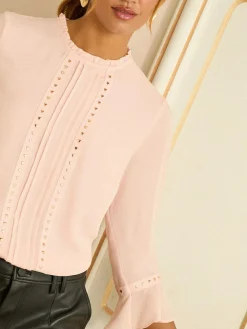 Love & Roses Hardware Detail Flute Sleeve Blouse^Women Tops & T-Shirts|Blouses & Shirts