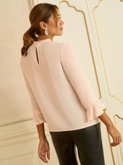 Love & Roses Hardware Detail Flute Sleeve Blouse^Women Tops & T-Shirts|Blouses & Shirts