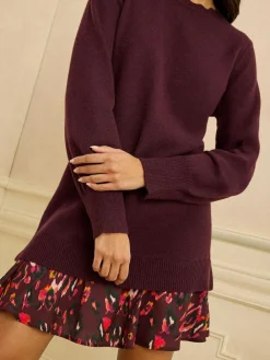 Love & Roses Woven Skirt Knit Mini Dress^Women Knitwear|Knitwear