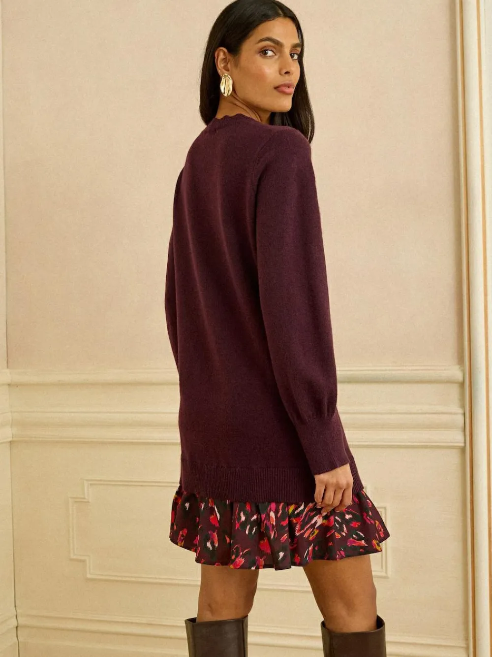 Love & Roses Woven Skirt Knit Mini Dress^Women Knitwear|Knitwear