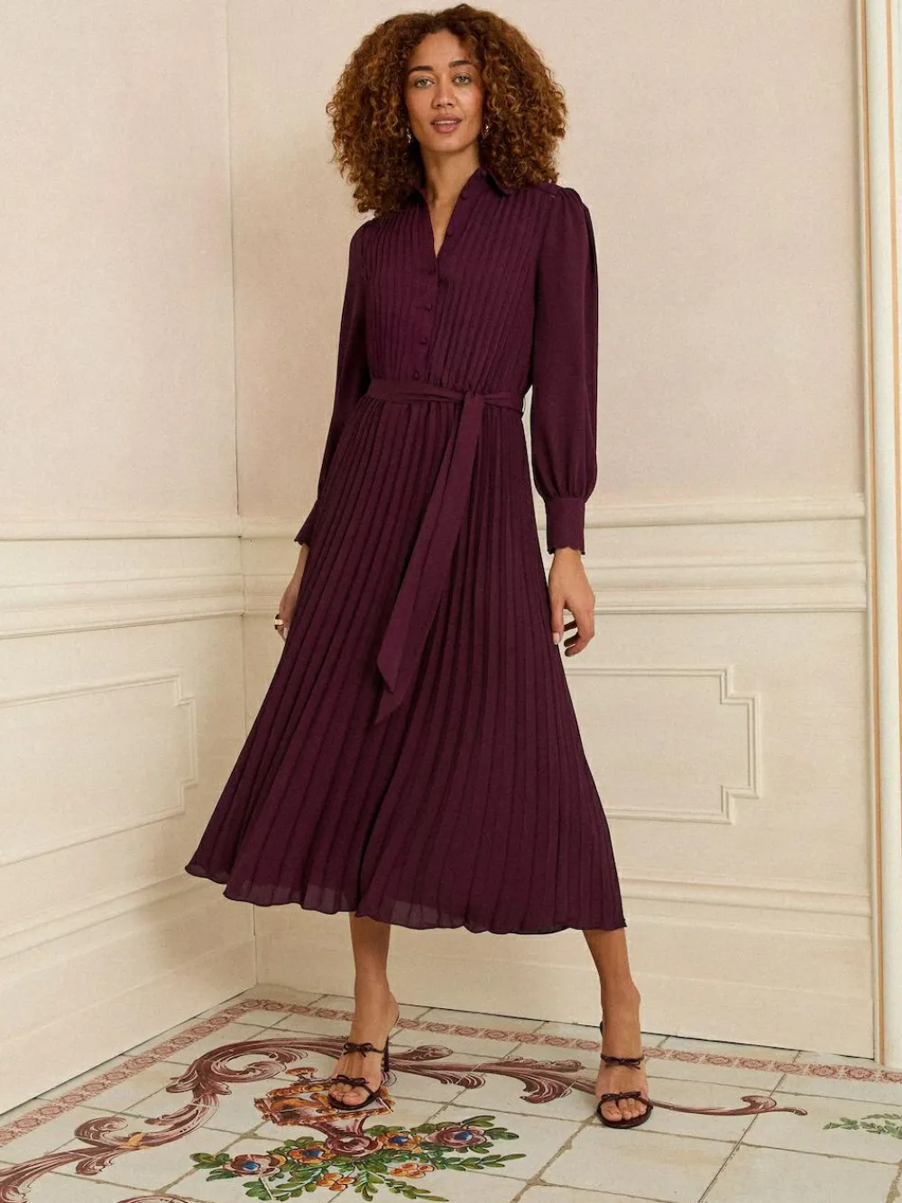 Love & Roses Cherry Red Petite Pleated Detail Midi Dress^Women Occasion Dresses|Midi Dresses