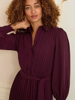 Sale Love & Roses Cherry Red Pleated Detail Midi Dress