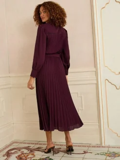 Sale Love & Roses Cherry Red Pleated Detail Midi Dress