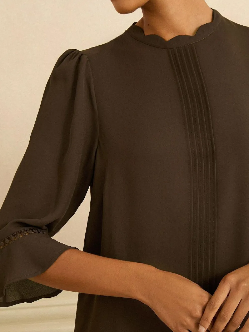 Love & Roses Chocolate Brown 3/4 Flute Sleeve Blouse^Women Tops & T-Shirts|Blouses & Shirts