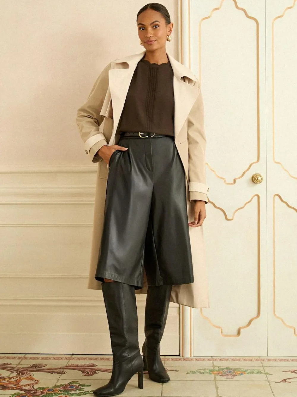 Love & Roses Chocolate Brown 3/4 Flute Sleeve Blouse^Women Tops & T-Shirts|Blouses & Shirts