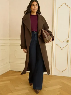 Love & Roses Chocolate Brown Fur Collared Wrap Coat