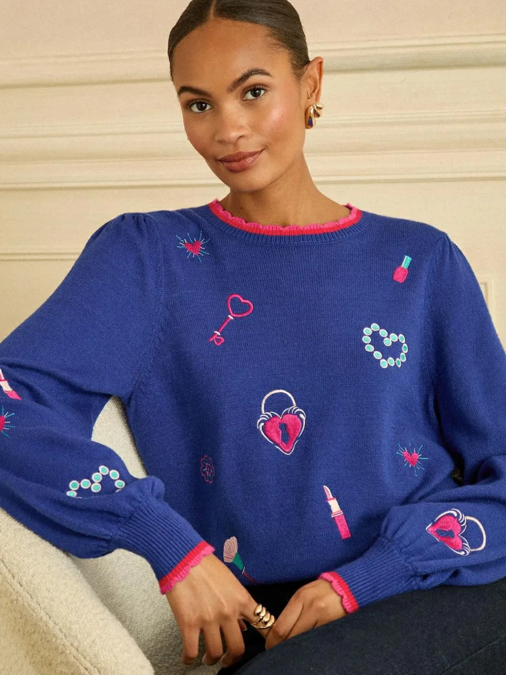 Love & Roses Embroidered Detail Knitted Jumper^Women Knitwear|Knitwear