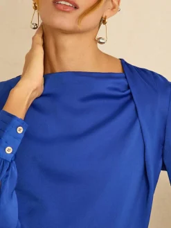 Love & Roses Long Sleeve Satin Cowl Neck Blouse^Women Blouses & Shirts