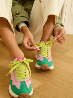 Love & Roses Mix Material Retro Comfort Jogger Trainers^Women Sneakers