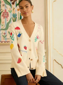 Love & Roses Ivory Embroidered Knitted Cardigan^Women Knitwear|Knitwear