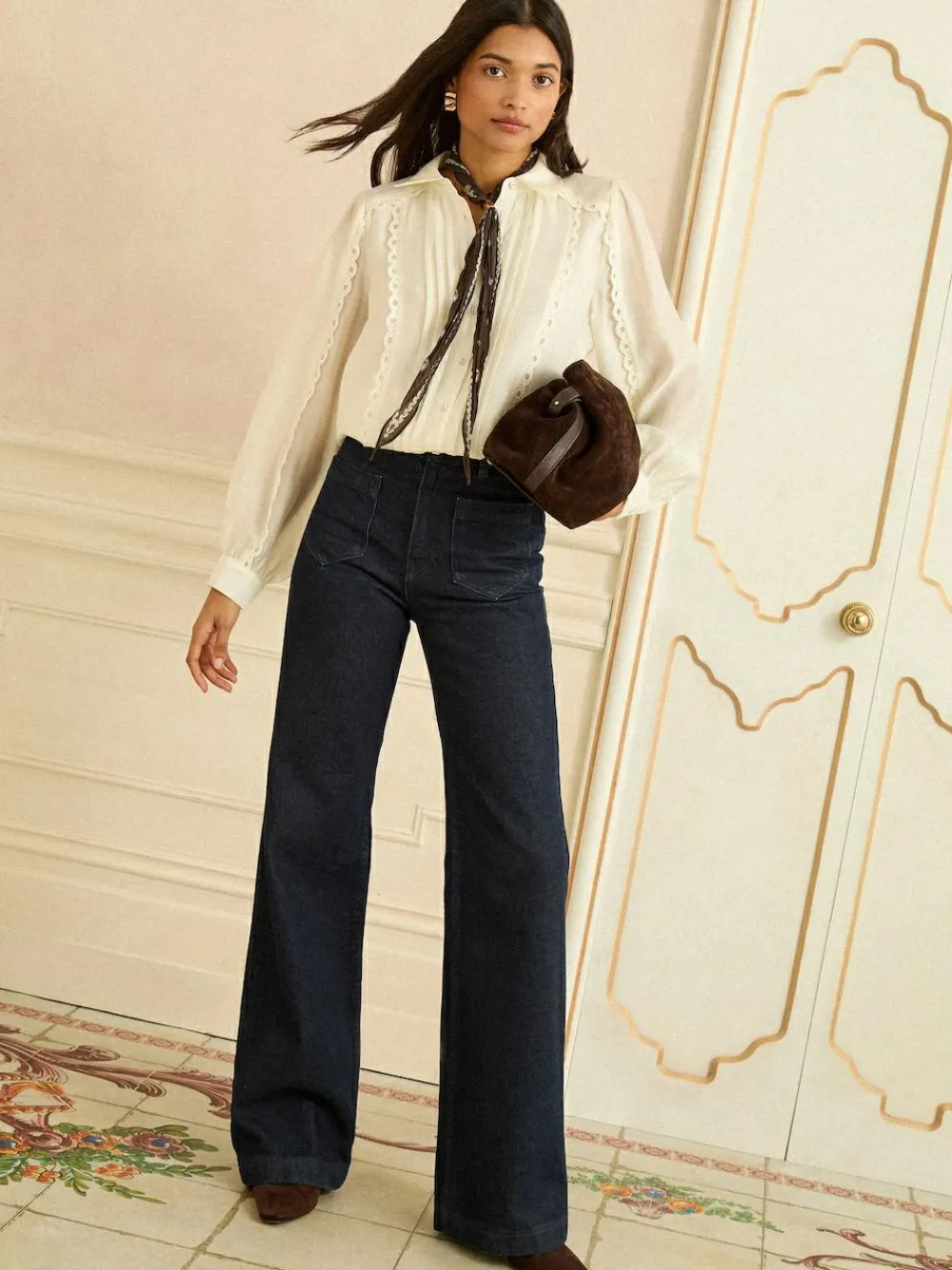 Love & Roses Petite Long Sleeve Button Through Lace Trim Shirt^Women Blouses & Shirts