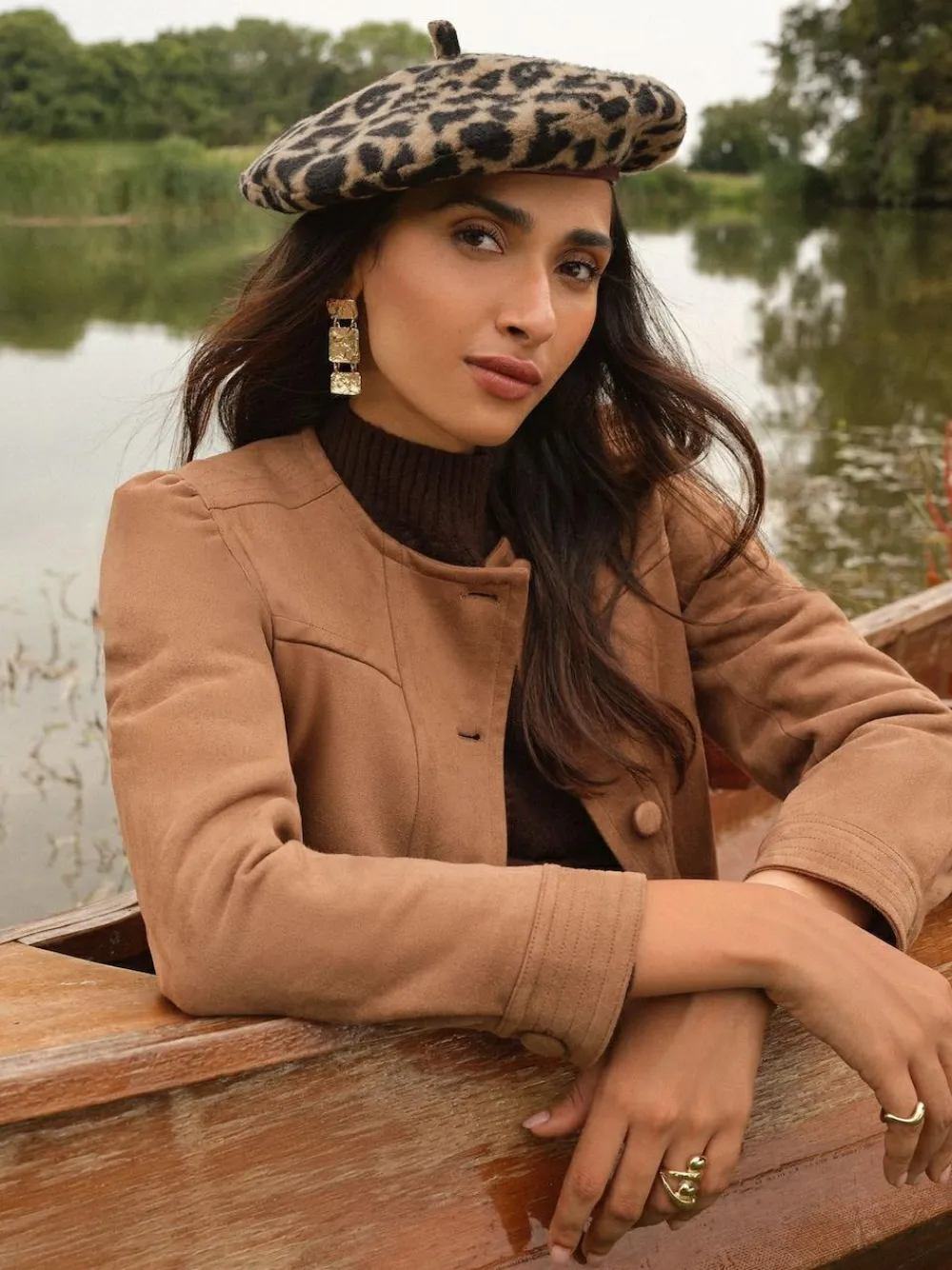 Sale Love & Roses Beret Hat Leopard