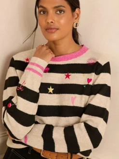 Love & Roses Stripe Embroidered Jumper^Women Knitwear|Knitwear