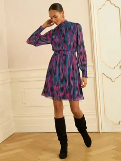 Love & Roses Multi Abstract Print High Neck Mini Dress^Women Dresses|Occasion Dresses