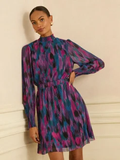 Love & Roses Multi Abstract Print High Neck Mini Dress^Women Dresses|Occasion Dresses