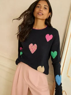 Clearance Love & Roses Animal Heart Jumper Navy Blue Multi