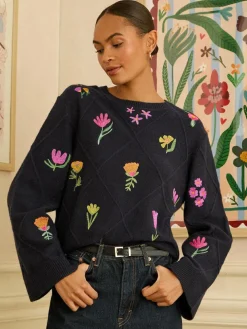 Love & Roses Embroidered Detail Knitted Jumper^Women Nightwear|Knitwear