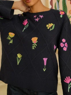 Love & Roses Embroidered Detail Knitted Jumper^Women Nightwear|Knitwear
