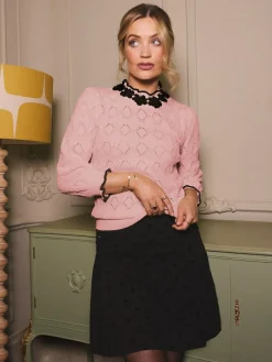 Love & Roses 3D Flower Trim Pointelle Jumper^Women Knitwear|Knitwear