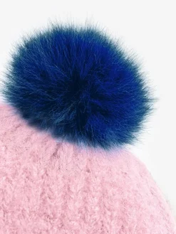 Love & Roses Pink and Blue Constrast Cosy Pom Hat