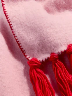 Clearance Love & Roses Tassel Cosy Contrast Brushed Scarf Pink/Red