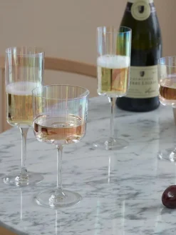 LSA International Set of 2 Mother of Pearl Iridescence Champagne Flutes 210ml^ Glassware