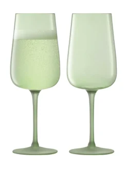 Online LSA International Set of 2 Arc Contrast Flute Glasses 280ml Moss Green
