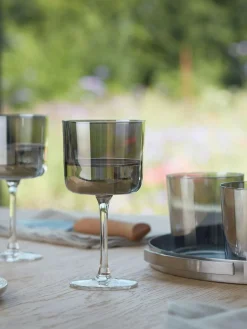 LSA International Set of 2 Grey Lunar Wine Glasses 250ml^ Glassware