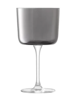 LSA International Set of 2 Grey Lunar Wine Glasses 250ml^ Glassware
