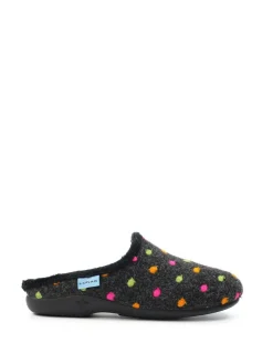 Lunar Black Peanut Polka Dot Mule Slippers^Women Slippers