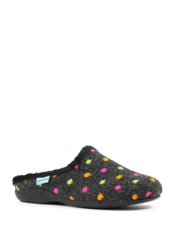 Lunar Black Peanut Polka Dot Mule Slippers^Women Slippers