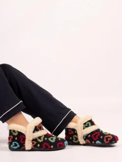 New Lunar Blue Angel Heart Detail Bootie Slippers