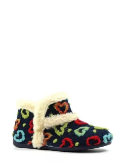 New Lunar Blue Angel Heart Detail Bootie Slippers