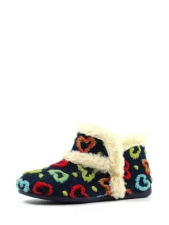 New Lunar Blue Angel Heart Detail Bootie Slippers