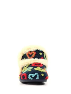 New Lunar Blue Angel Heart Detail Bootie Slippers