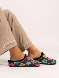 Lunar Blue Dolly Flower Mule Slippers^Women Slippers