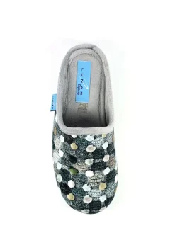 Hot Lunar Grey Crackle Spotty Mule Slippers