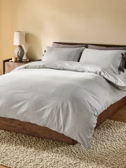 Best MADE.COM Ansel Stripe 100% Cotton Duvet Cover and Pillowcase Set Grey