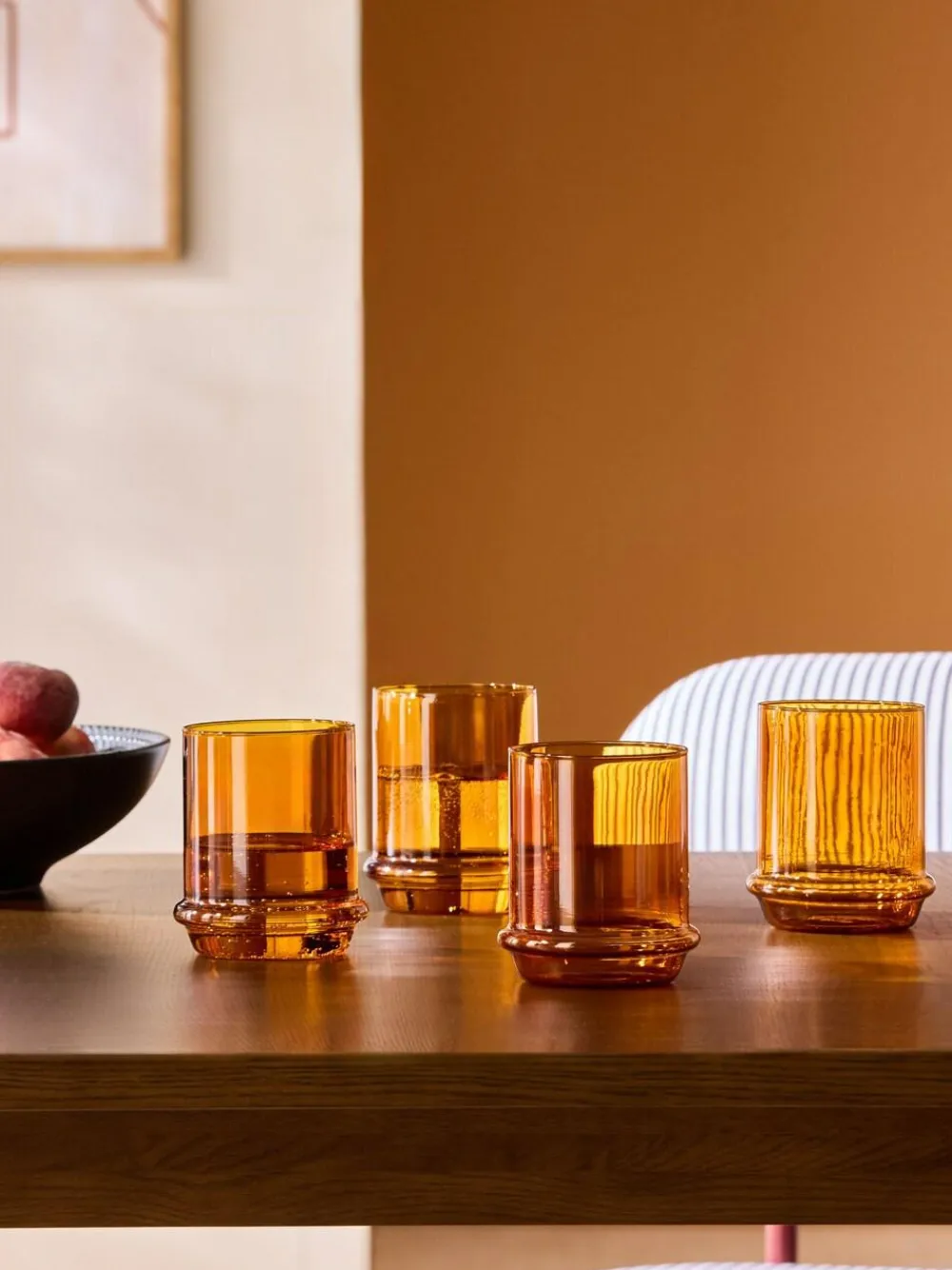 Sale MADE.COM Set of 4 Amber Orange Theon Tumbler Glasses