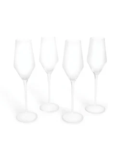 MADE.COM Set of 4 Clear Velma Crystal Champagne Flutes^ Glassware|Branded Kitchenware