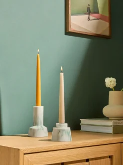 Best MADE.COM Set of 2 Marbled Teal Fitz Taper Candle Holders