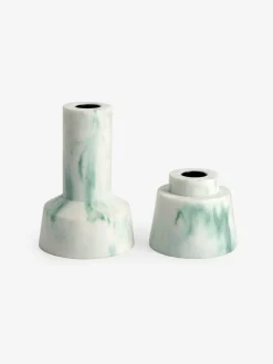 Best MADE.COM Set of 2 Marbled Teal Fitz Taper Candle Holders