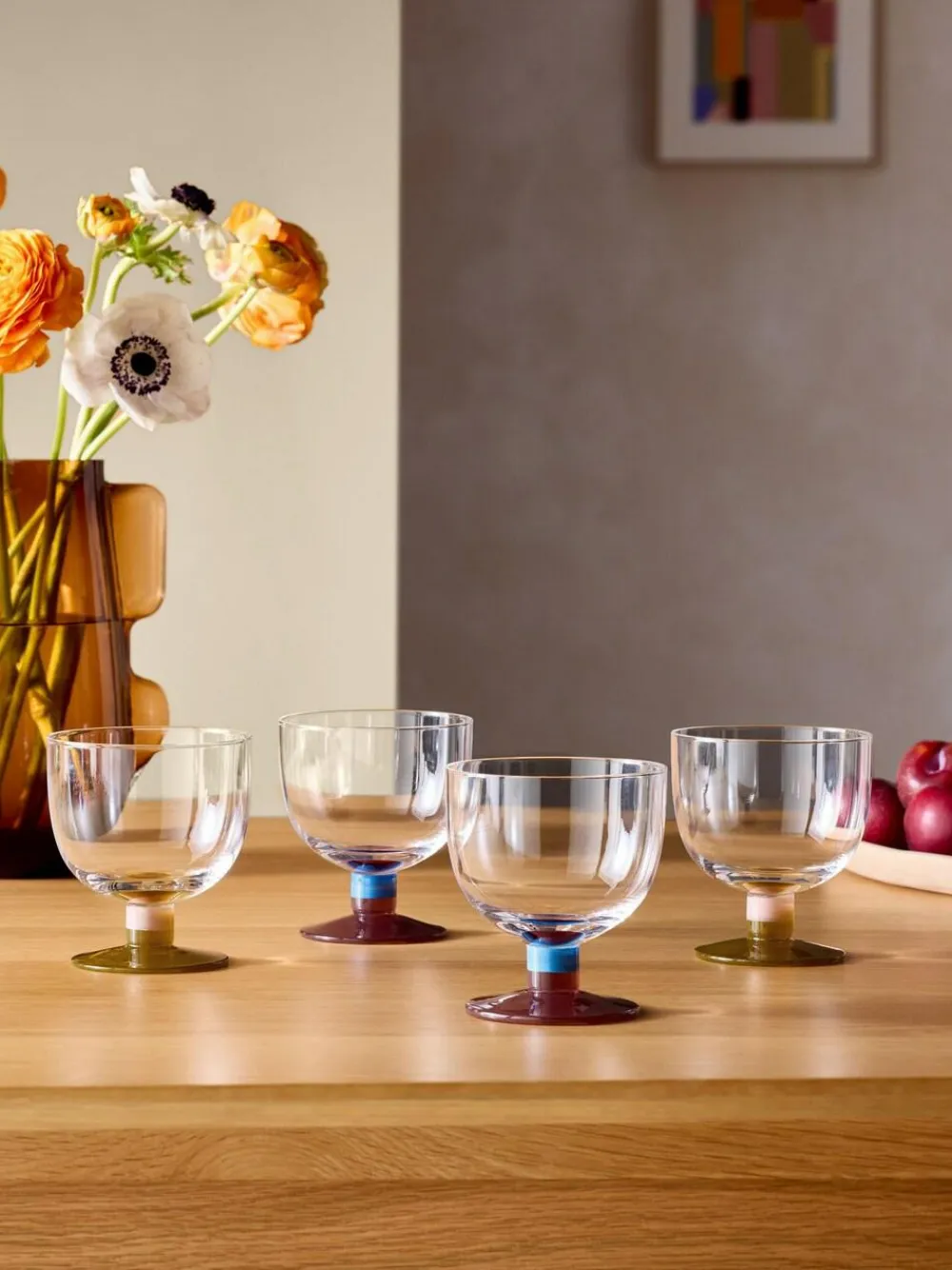 MADE.COM Set of 4 Multi Cally Wine Glasses^ Glassware|Branded Kitchenware