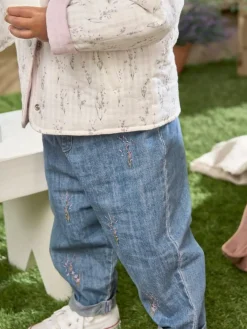 Mamas & Papas Blue Lavender Embroidered Jeans