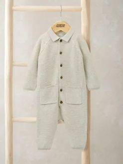 New Mamas & Papas Brown Collared Knit Romper