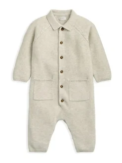 New Mamas & Papas Brown Collared Knit Romper