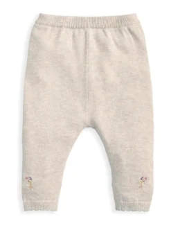 Best Mamas & Papas Brown Embroidered Knit Cardigan & Leggings Set with Scallop Detail