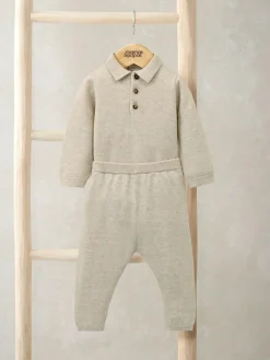 Mamas & Papas Brown Knit Polo Bodysuit & Bottoms Set^BOY Bodysuits & Vests|Vests